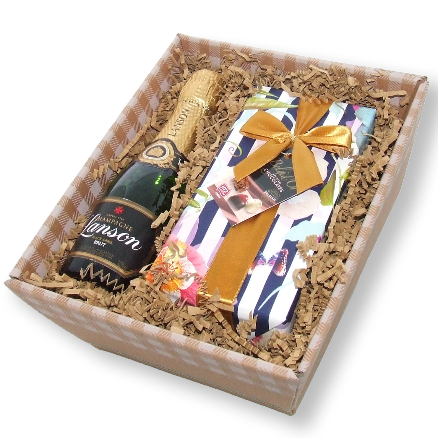 Buy & Send Mini Lanson Brut Champagne and chocolates in tray